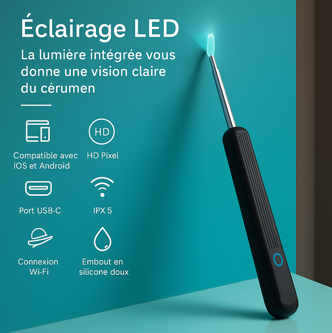 AudiPro - Nettoyant d'oreilles avec caméra HD intégrée